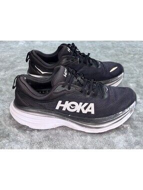 Hoka One One Bondi 8 Mens Size 11 Black White Athletic Running Shoes Sneakers